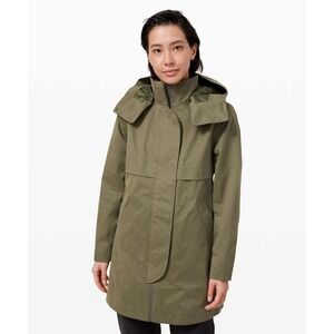 Lululemon Jacket Womens 6 Rain Shaker Trench FATG Fatigue Waterproof Full Zip